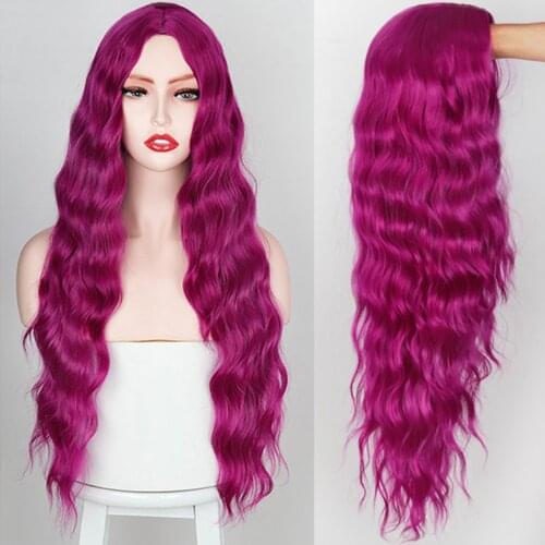 Blonde Purple Pink Long Wavy Synthetic Wigs Blue Green Brown Colorful Hair Wig Heat Resistant Cosplay Wigs For Black Women