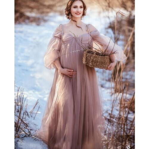 Pregnancy Maternity Dress Maternity Gown for Photoshoot Boudoir Lingerie Long Sleeves Robe Bathrobe Nightwear Babydoll Robe
