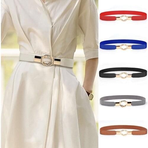 Womens Vintage Buckle Elastic Band Dress Belt Decorative Waist Belt Stretch Waistband Fashion Charming Belts For Women