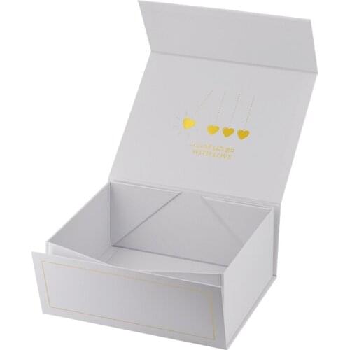 Custom Gold Stamping Logo Luxury Paper Cardboard Cosmetics Packaging White Foldable Magnetic Gift Box