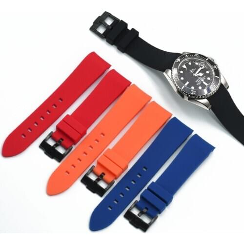 For Rolex Seiko Omega Watch 20mm 22mm Soft Silicone Rubber Watch Straps Black/Red/Orange/Blue Watchband With Silver/Black Buckle