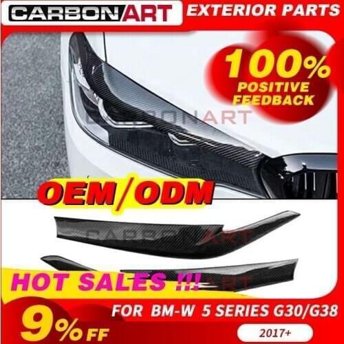 Carbon Fiber Eyelid Light Brow For 5 Series 525i 530 530Li 530M G30 G38 M5 Car Accessories Headlight Cover exterior 2017 Onward
