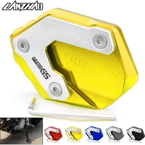 F750GS Motorcycle Side Stand Enlarger Kickstand Enlarge Plate Pad CNC Aluminum Motorbike Accessories for BMW F750GS 2018 2019