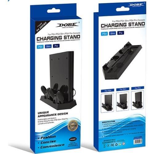 Dual Charger Vertical Stand Dock Station+Cooling Cooler Fan+2 USB Power Hub for Playstation 4 PS4 PRO/PS4SLIM/PS4 Controller