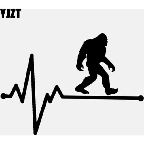 YJZT 15.5CM*11CM High Quality Bigfoot Lifeline Heartbeat Vinyl Black/Silver Car Sticker C22-1141
