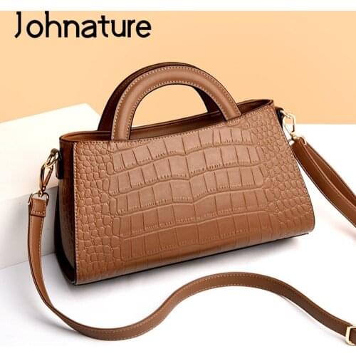 Johnature Fashion Crocodile Pattern Women Bag 2021 New Luxury Handbag Versatile Large Capacity Lady Shoulder & Crossbody Bags