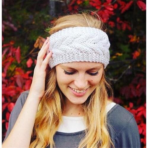 Fish Bones Knitted Wool Headbands Women Girls Winter Warm Crochet Elastic Hair Band Turban Head Wrap Earmuffs Hair Accessories