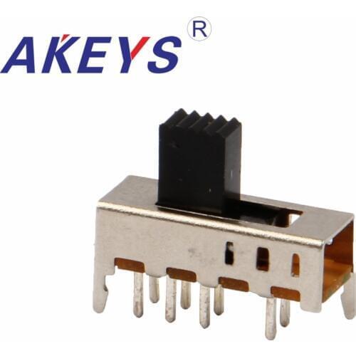 10PCS SS-23E05 2P3TG3/G5 Double pole three throw 3 position slide switch 8 solder lug pin DIP type with 2 fixed pin