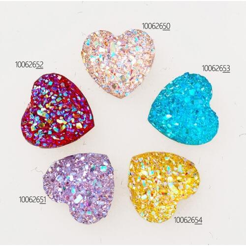 100pcs 12mm Heart Resin Cabochons Square Embellishments Craft Supplies,Druzy Cabochons-100626