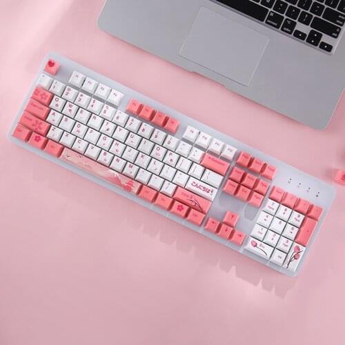 116 Keys/set Cherry blossoms PBT Keycaps Sublimation Cherry Profile Keycap FOR MX Switch Mechanical Keyboard