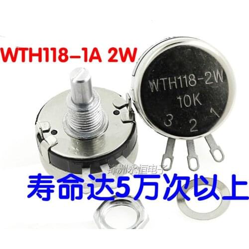 2PCS WTH118-1A 2W 1K 2K2 4K7 10K 22K 47K 100K 470K 1M 2W 1A Potentiometer
