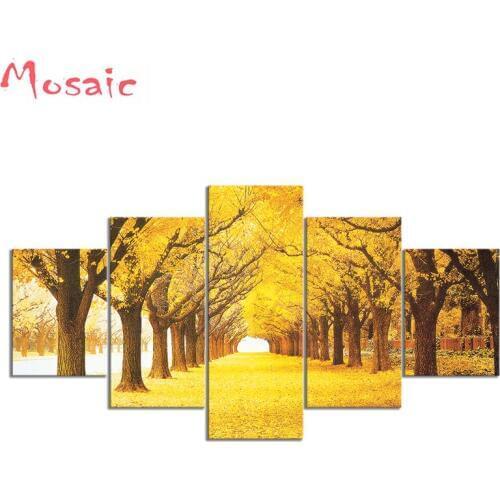 5 pcs/set diamond embroidery autumn leaves Pictures diamond mosaic Full Round/square wall picture of Rhinestone home Decoration