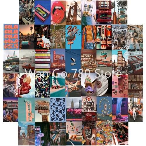 50Pcs American Culture Human Art Retro Postcard Photo Props Diy Collocation Decoration Card Wall Sticker Colour Greeting Card