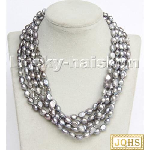 AAA 5psc wholesale 45cm 10mm Baroque potato gray pearls necklace 18KGP clasp c264 necklaces for women