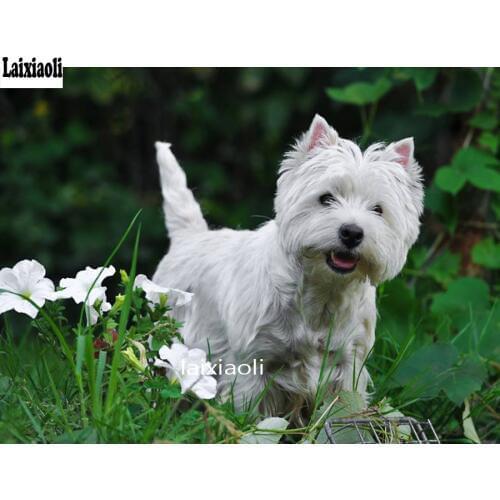 DIY westie dog Diamond Painting Cross Stitch 5d Diamond Embroidery sale Full Square round Drill Mosaic cute pet photo custom