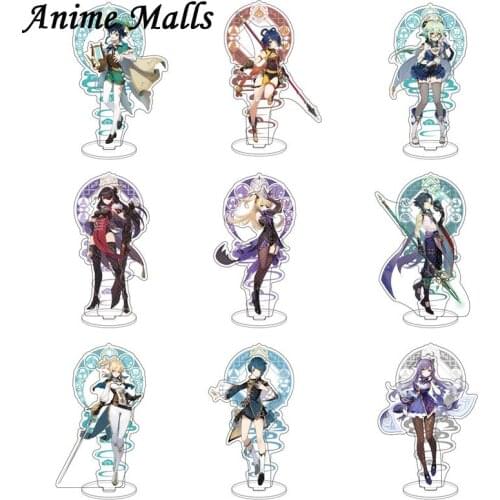 Anime Figure Genshin Impact Diluc Venti Klee Keqing Big Acrylic Stand Model Plate Desk Decor Standing Sign Keychain Fans Gifts