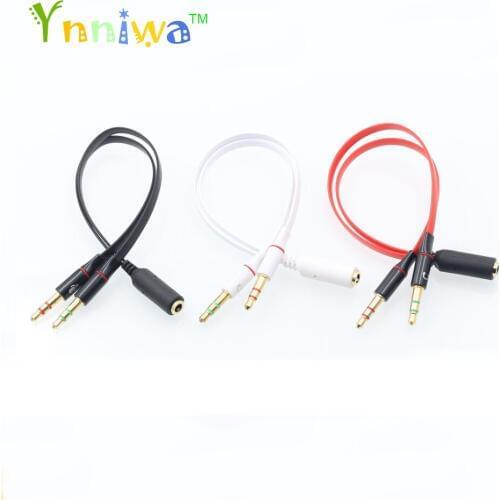 10pcs/lot 3.5mm 1 Female to 2 male AUX Audio Cable Mic Splitter Cable Earphone Headphone Adapter Cable for Phone pad Mobile