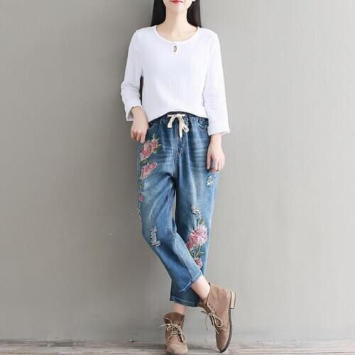 Женские джинсы с вышивкой EASTQUEEN China At AliExpress