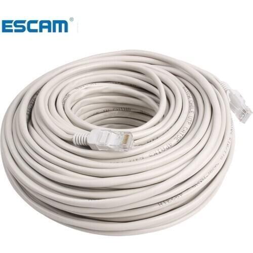 ESCAM RJ45 Ethernet Cat5 Network Cable LAN Patch Lead 20m Gray White