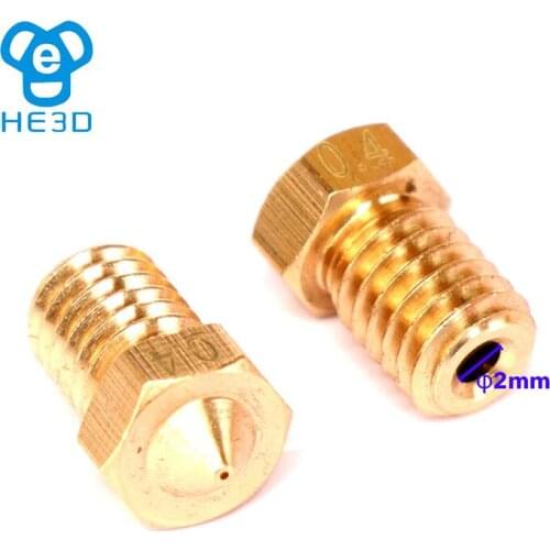 HE3D M6 Nozzle for 3d printer hot end v5 v6 Size 0.4mm pure copper brass Printhead mk8 Extruder For 1.75MM 3pcs one pack