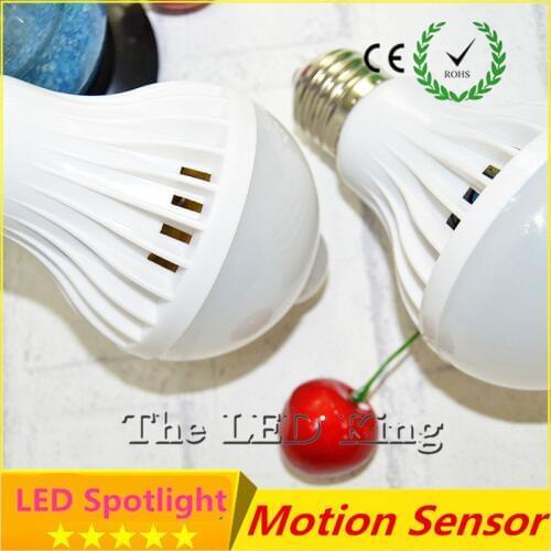 Intelligent Sound PIR Motion Sensor LED Ball Lights SMD5730 E27 220V 3W 5W 7W 9W 12W Globe Bulbs Corridor Lamp With Light Sensor