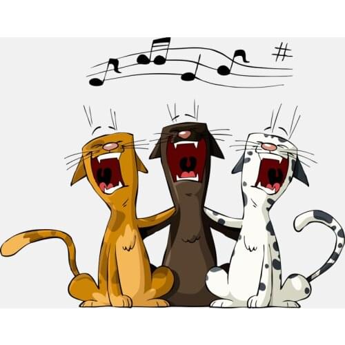 Interesting Three Singing Cats PVC Motorcycle Car Sticker Waterproof Anti-UV Car Window Body Decorative Stickers Accessories