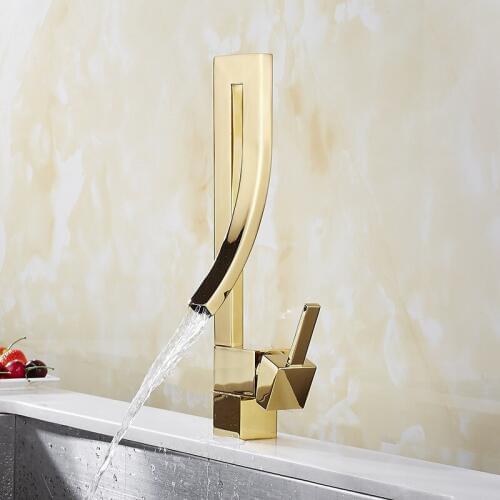 Bathroom Basin Faucet Gold/Black/Chrome/Nickel Brass Sink Mixer Tap Hot Cold Sink Faucet Deck Mounted Wash Basin Water Tap