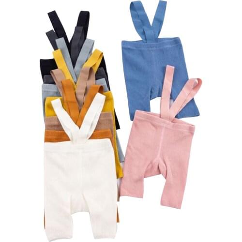 Lioraitiin 0-4Years Toddler Infant Baby Girls Boys Suspender Pantyhose Solid Knitted High Waist Bandage Overalls Shorts Leggings