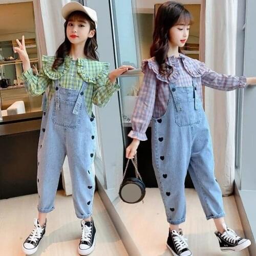 Summer Toddler Kids Baby Girls Denim Jumpsuit And Romper Korean Long Print Bib Pants Playsuit Outfits 3 4 5 6 7 8 10 Years Old