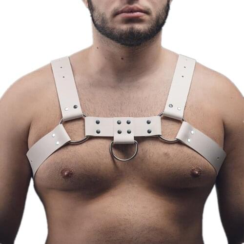 PU Leather Chest Harness Men with Buckles Fetish Gay Body Bondage Clothing BDSM Harness Belts Male Exotic Tops for Punk Rave