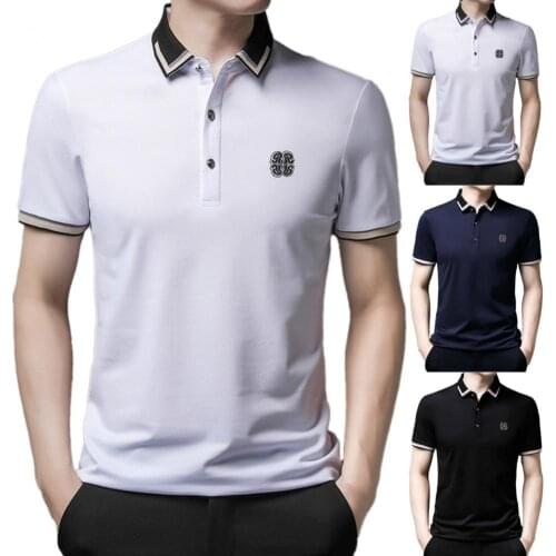 Lapel Short Sleeve Shirt Turn-down Collar Design Business Style Men Fine Workmanship Buttons T-shirt for Shopping