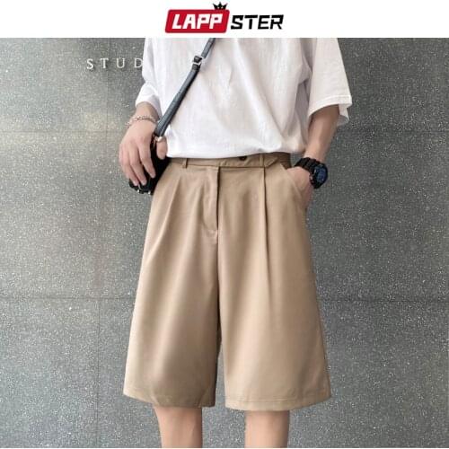 LAPPSTER Men Causal Solid Basketball Shorts 2021 Summer Mens Harajuku Streetwear Vintage Running Shorts Male Kpop Sweat Shorts
