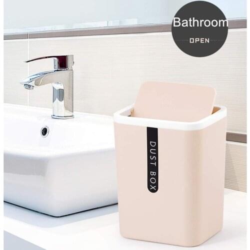 Desktop Trash Can Small Mini Garbage Can Plastic Dustbin with Shake Cover for Home Office NW