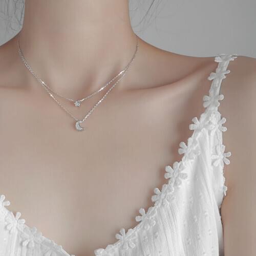 New Necklace 2021 Star Moon Pendant Choker Necklaces for Women Clavicle Chains Necklace Jewelry Wholesale Collares