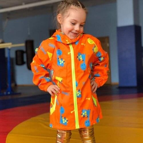 Baby Kids Long Sleeve Dinosaur Patterns Hooded Coats Windbreaker Outdoor Spring Jacket For Girls Dinosaur Kids Toddler Rain Coat