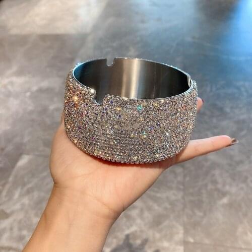 Stainless Steel Ash Trays Inlay Rhienstones Smoking Tray Sparkling Cigar Ashtray Smoking Accessories for Weed Cute for Girls
