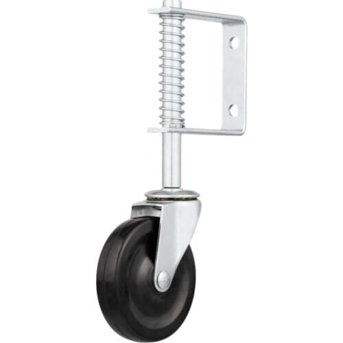 Spring Loaded Gate Caster, 4-Inch, Black