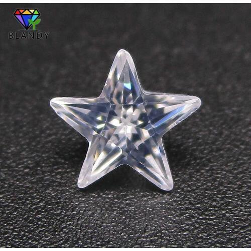 Size 3x3mm~10x10mm 5A Quality Five-Pointed Star Shape White Cubic Zirconia Stone Star Cut CZ Gems For DIY Jewelry Free Shipping