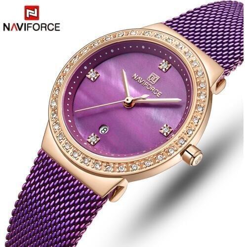 NAVIFORCE Women Watch Top Luxury Brand Fashion Dress Quartz Ladies Watches Stainless Steel Date Female Clock Relogio Feminino