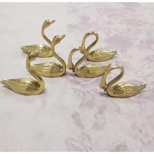 1Pc Swan Shaped Handle Retro Solid Brass Golden Cabinet Door Knobs Dresser Pullers Handmade Furniture Handles