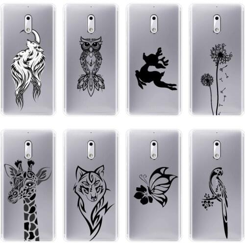 For Nokia 7 Plus X6 Phone Case Silicone Animal Wolf Deer Giraffe Butterfly Bird Soft Back Cover For Nokia 8 6 5 3 2 1 Case
