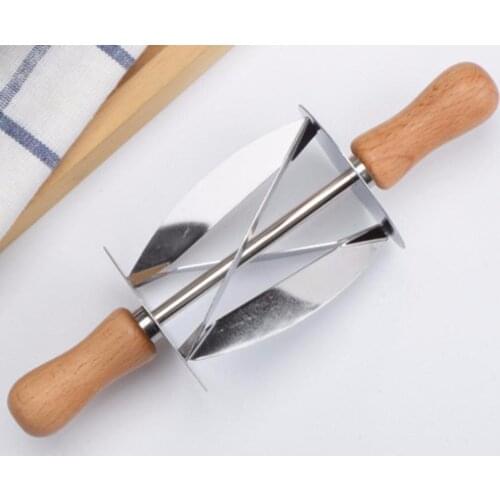 Stainless Steel Dough Croissant Rolling Pin Roller Cutter Baking Tool DIY Leather Cutter Croissant Rolling Pin Baking Bread Tool