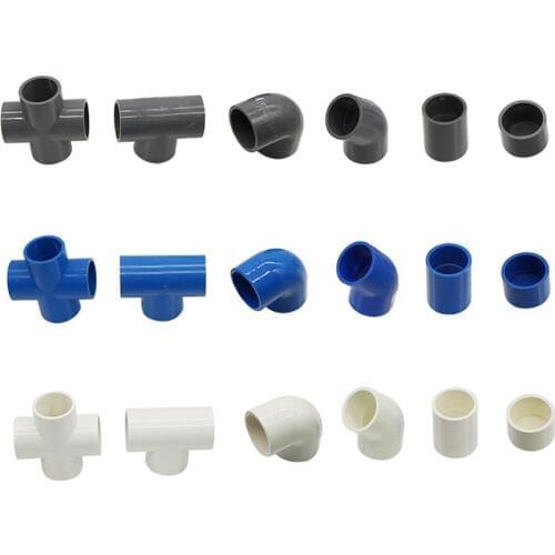 32mm Inner Diameter PVC Connector Water Supply Pipe Fittings Straight Elbow Solid Equal Tee Four-way Connectors Irrigation Joint