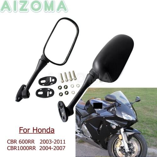 Sport Motorcycle Black Mirror Left + Right Oval Rearview Side Mirror For Honda CBR600RR CBR1000RR 2003-2011 CBR 600 1000 RR