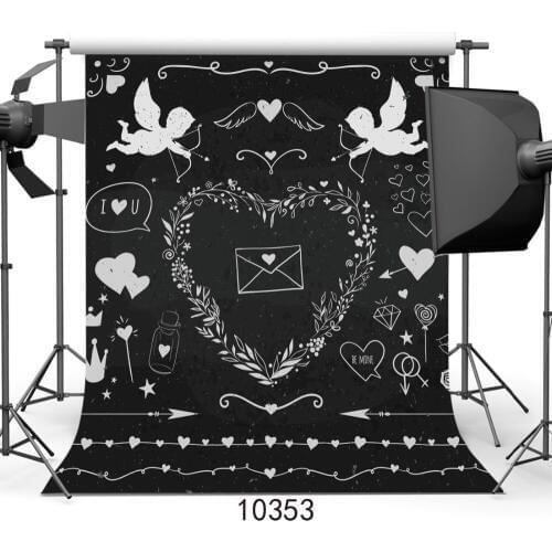 Black Curtain Angel Heart Custom Board Vinyl Photographic Background For Wedding Photo Shoot Party Backdrops photo booth