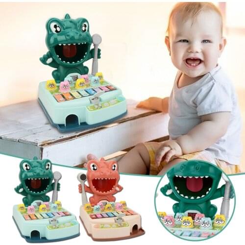 Funny 3 in 1 whack a mole game dinosaur target shooting games piano musical instrument interactive educational toys for kids