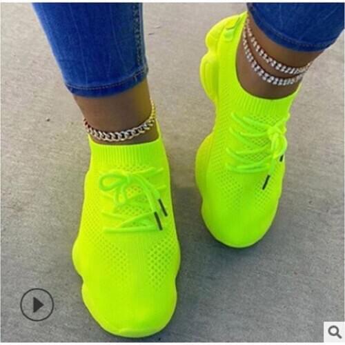 2020 new summer womens mesh flat shoes womens lace-up breathable comfortable 35-43 size casual running shoes