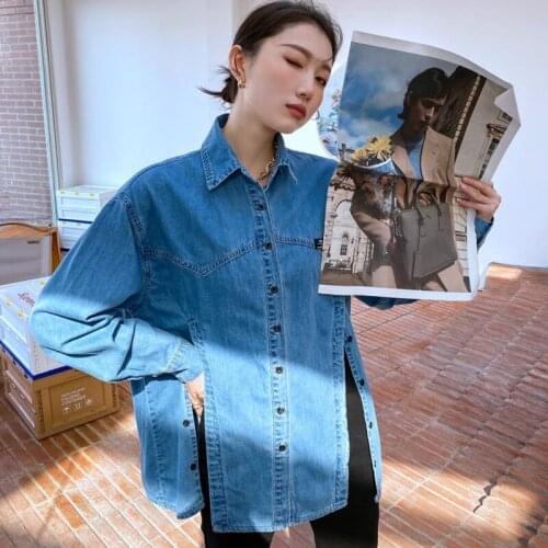Blue Denim Coat Womens 2021 Spring Autumn New Versatile Top Loose Plus Size Female Casual Streetwear Coats C673