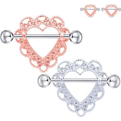 1 Pair Sexy Crystal Love Hearts Nipple Bar Rings Nipple Ring Barbell Body Piercing Jewelry H9