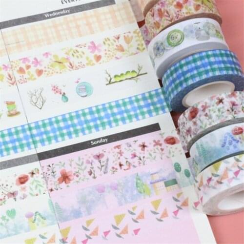 1 Pcs 15 mm X 10 m Cute Kawaii Flowers Masking Washi Tape Japanese Adhesive Tape Decor Decora Diy Sticker Label Stationery